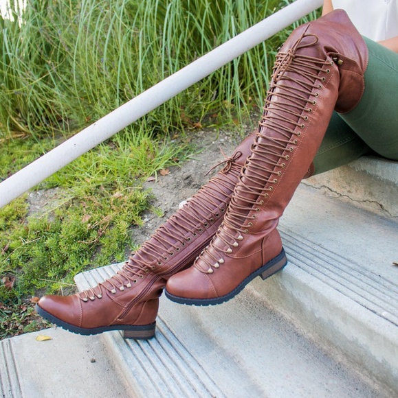 𝙇𝙖𝙨𝙩 𝙎𝙞𝙯 6.5 🖤Brown Corset Over Knee Boot - Picture 6 of 8